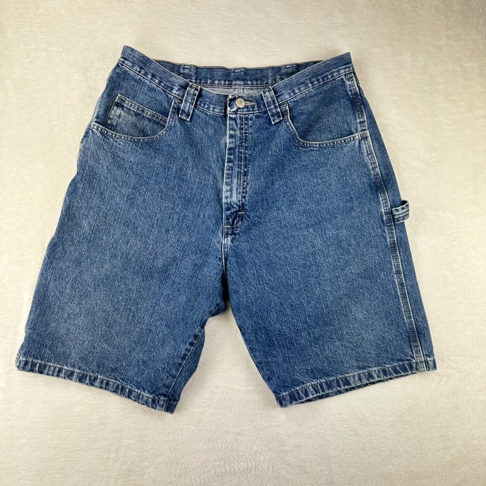 Wrangler Carpenter Shorts Mens 34 Regular Blue Workwear Denim Cotton